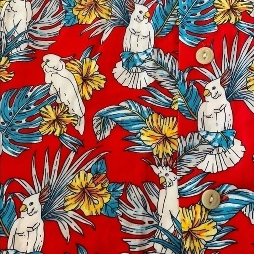 Banana Republic Tropical Casual Coastal Beach Print Parrot Button Down Shirt NWT